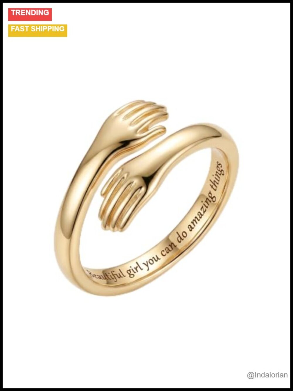 18K Gold Plated Hug Ring Adjustable Inspirational Jewelry Gift